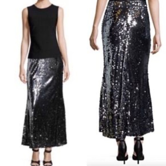 Carmen by Carmen Marc Valvo holiday Sequined Fishtail Ball Skirt 8 party evening - Picture 2 of 9